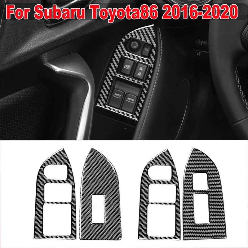 

Interior Window Lift Button Frame Decoration Cover Trim Sticker For Subaru Toyota86 2016--2020 Real Carbon Fiber Car Accessories