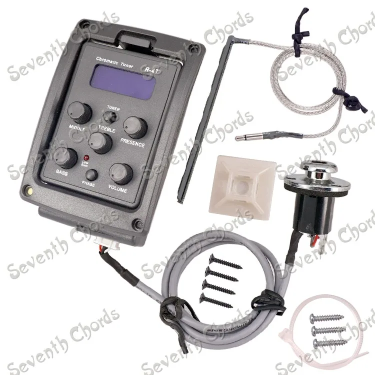 

4-Band EQ Equalizer Acoustic Guitar Preamp Piezo Pickup With LCD Tuner - R-4T
