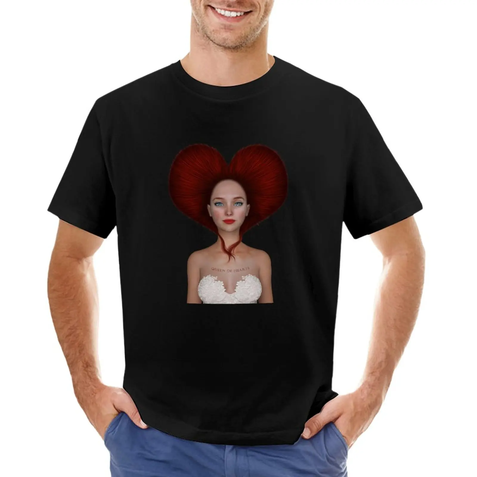 

Queen of hearts portrait T-Shirt Short sleeve tee mens graphic t-shirts funny