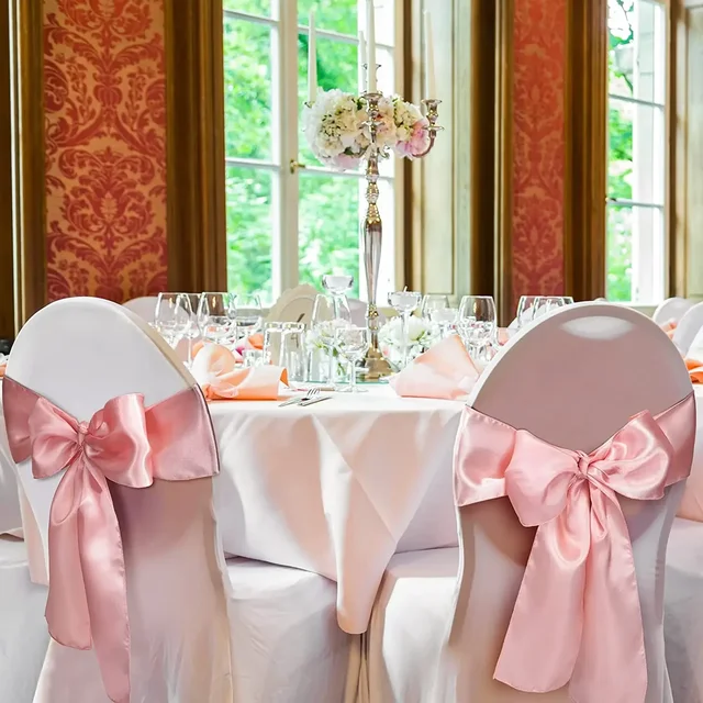 Ceintures de chaise en Satin 6 pièces, nœuds de ruban universels, nœuds de chaise pour cérémonie de réception de mariage, décor de Table à manger pour Banquet de noël 2