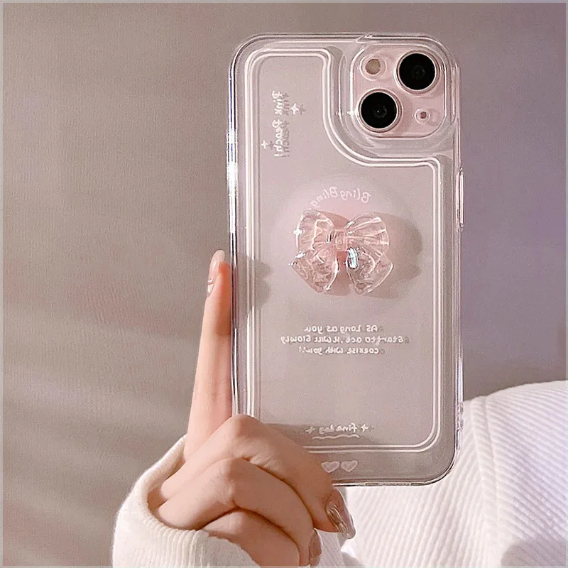 Korean 3D Bow Candy Cute Transparent Soft Phone Case