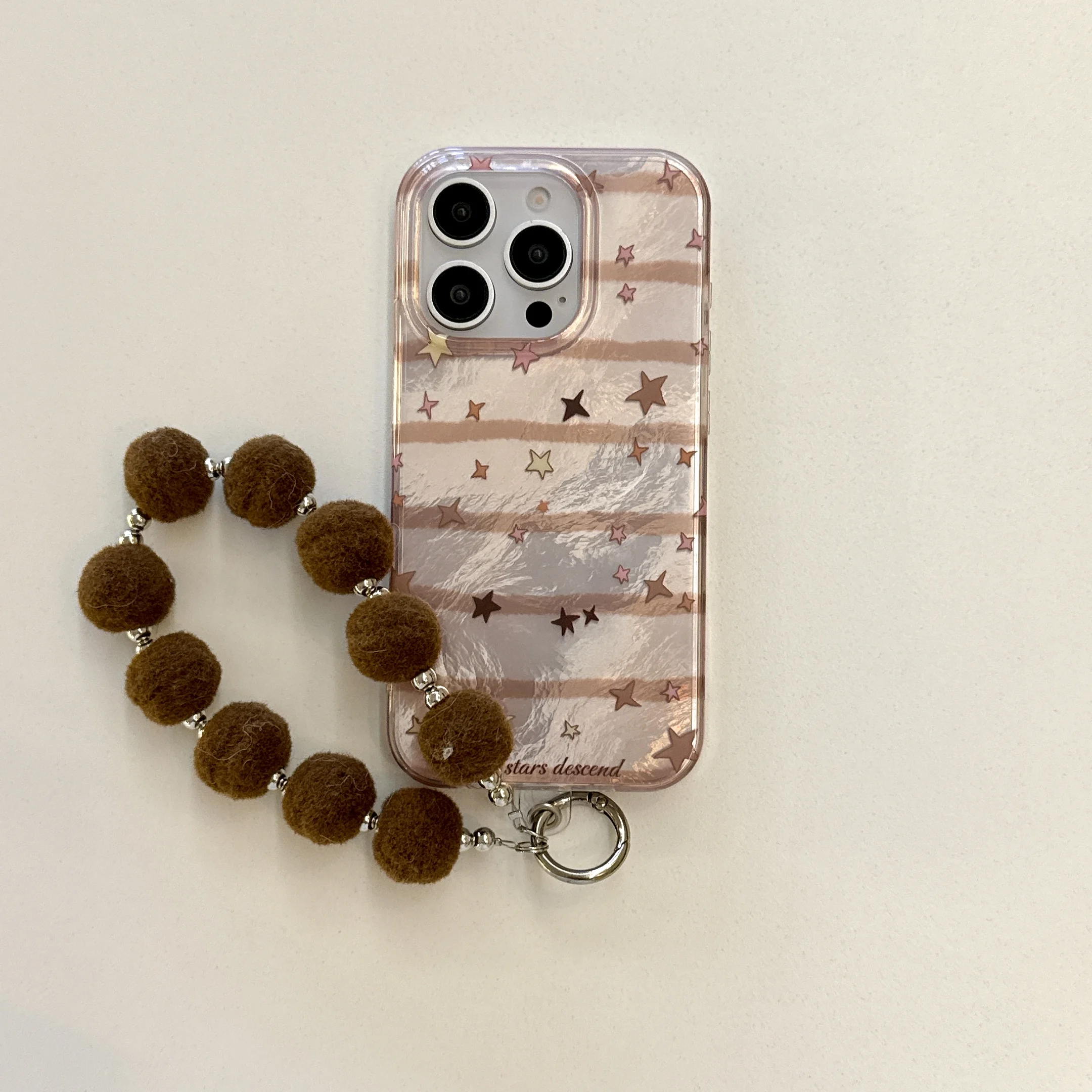 Korea Simple Striped Colourful Stars Lanyard Phone Case for iPhone 16 15 14 13 Pro Max Back Cover Funda