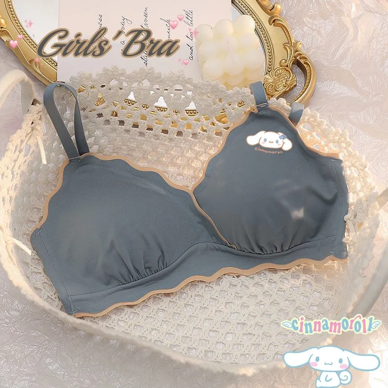 

Hellokitty My Melody Anime High School Girls Sweet Latex Underwear Kawaii Kuromi Summer Thin Bra Cartoon Yoga Running Vest Gifts