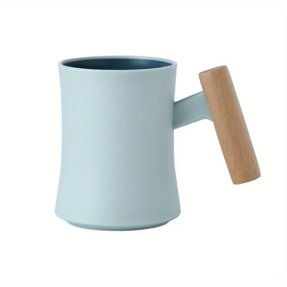 Wooden Handle Mouthwash Cup Couple's Toothbrush Cups High-End Plastic Mouthwash Cup Double-Layer Contrast-Color Mouthwash Cup