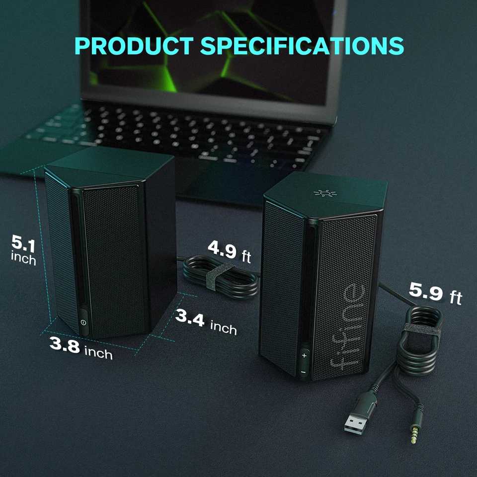 FIFINE Gaming Sound Box Stereo Surround Sound, USB RGB Speaker With Vol Control For PC,Lattop,PS4/5,TV-Ampligame A20_voghion.com