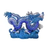 Feng Shui Bejeweled Blue Dragon animal statue G1290 2