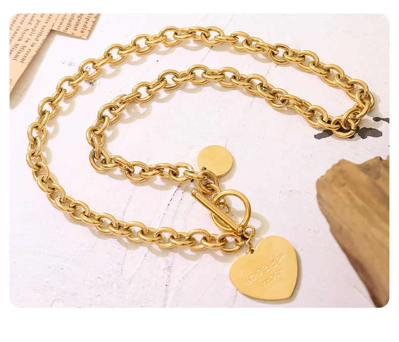 Hip Hop Dicke Kette Runde Herz Anhänger Halskette Damen Mode Schmuck Zubehör Edelstahl Beliebte Produkte – Detail 8