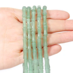 Premium Redstone Bamboo Joint Shape Natural Stone Beads - 12x5mm Loose Beads for Jewelry Making and DIY Accessories (Green Aventurine)