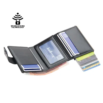 CEXIKA RFID Blocking Protection Men ID Credit Bank Card Holder Case Wallet Leather Metal Aluminum Business CreditCard Cardholder 5