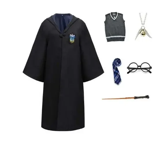 thumbnail image 1 of Uniforme escolar de Marfa, disfraz de Hogwarts, túnicas mágicas, capa de Gryffindor, suéter de Hufflepuff, corbata de Slytherin, falda de Hermione, 1 of 5
