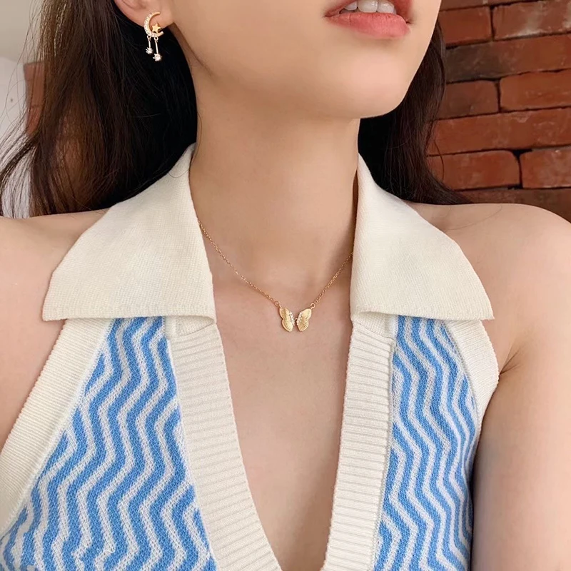AButterfly 100% 18K Gold Diamond Butterfly Necklace Pendant Fashion Ladies Birthday Gift Fine Jewelry Factory Outlet Wholesale