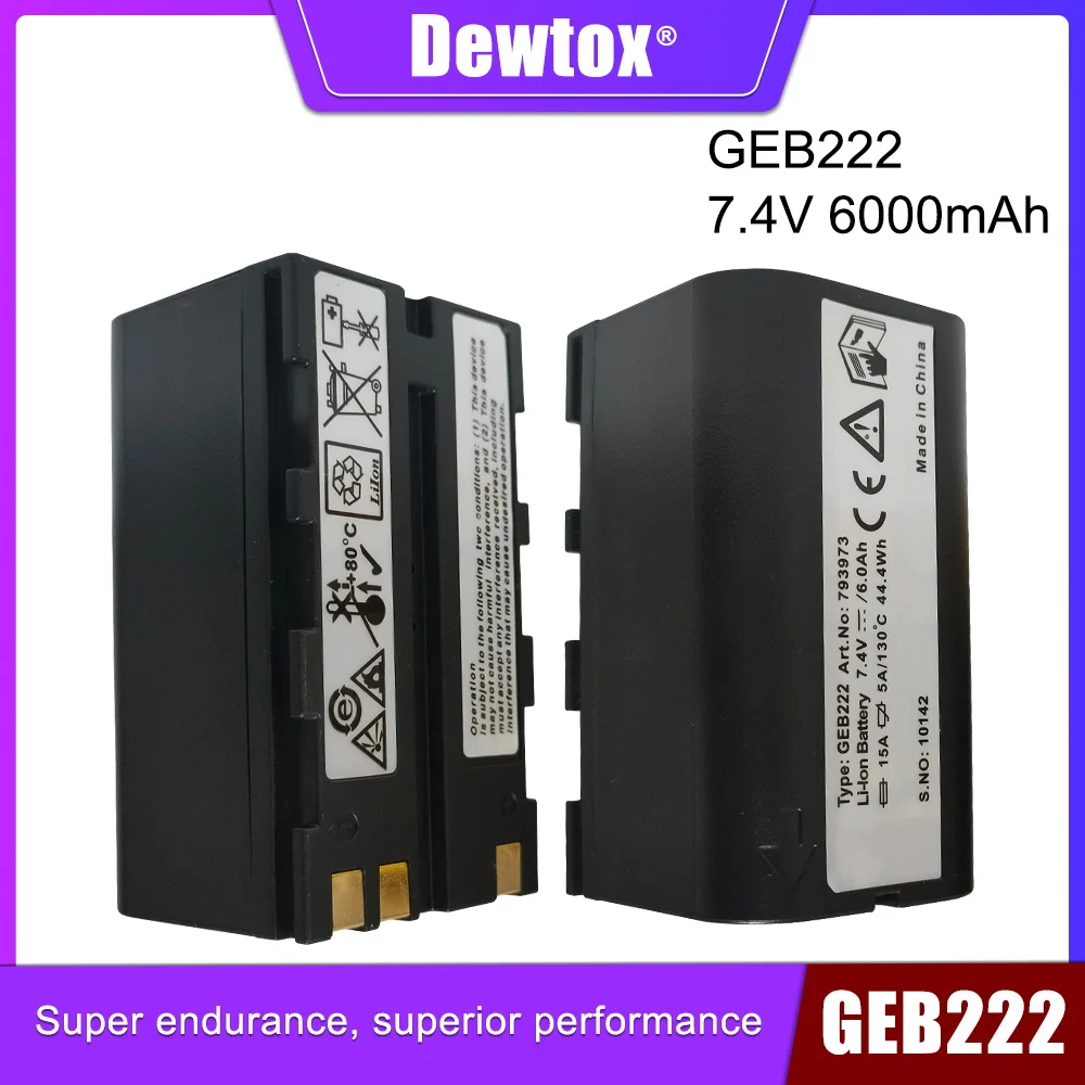 

Brand New 7.4V 6000mAh Li-ion Battery GEB222 For Dewtox Total Station GPS System 1200 Instruments Piper 100 200 Lases Survey