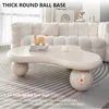 White Cute Cloud Shape Low Coffee Table with 3 Ball Legs, Modern Funky Cartoon Irregular Indoor Tea Table, for Living Room, Smal 4