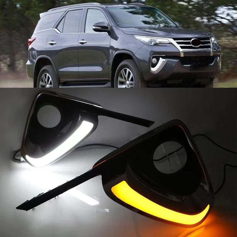 

1 Pair LED DRL Daytime Running Lights Daylight turn Signal lamp Style For Toyota Fortuner 2015 2016 2017 2018 2019 2020