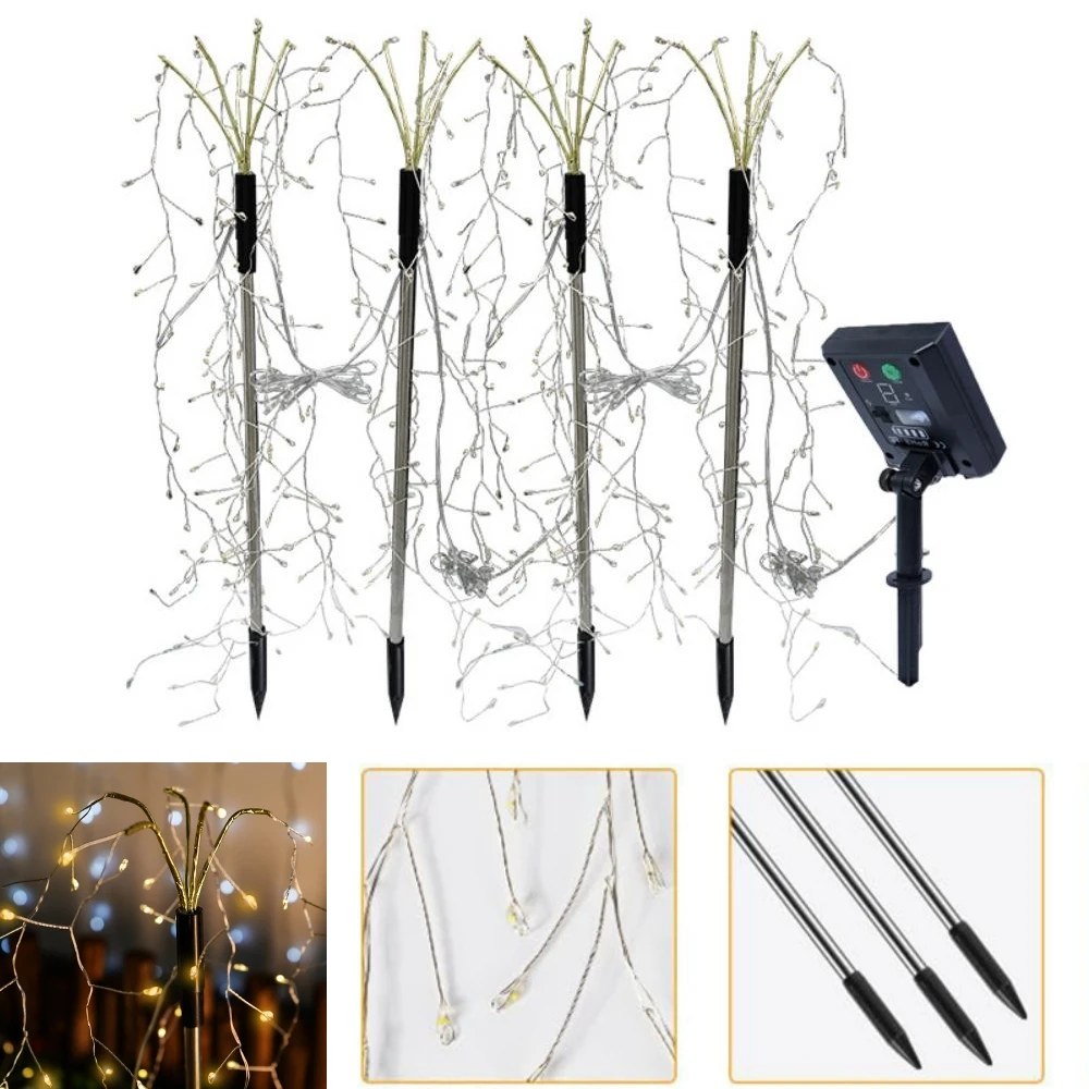 Description Picture 3 of item4 Packs Solar Firework Light IP44 Waterproof LED Fairy Firecracker Pathway Outdoor Garden 400LEDs Flower Lawn Lamp