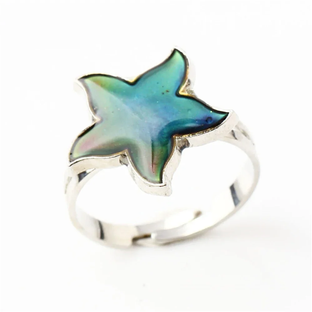 VIVILADY-anillo personalizado Retro para mujer, joyería con piedras azules naturales, libélula, estrella de mar, mariposa, pez, flores, perlas