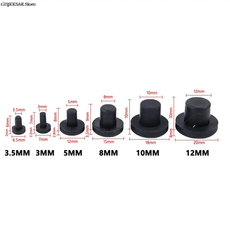 

Solid Rubber Hole Caps 3.5-12mm High Temperature Resistance T Type Silicone Seal Hole Plugs Dust-proof Gasket Blanking End Caps