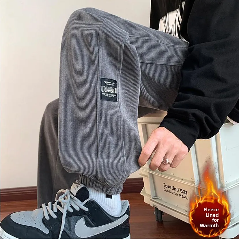 بنطلون رجالي كاجوال جديد لعام 2025 من القطيفة المض...