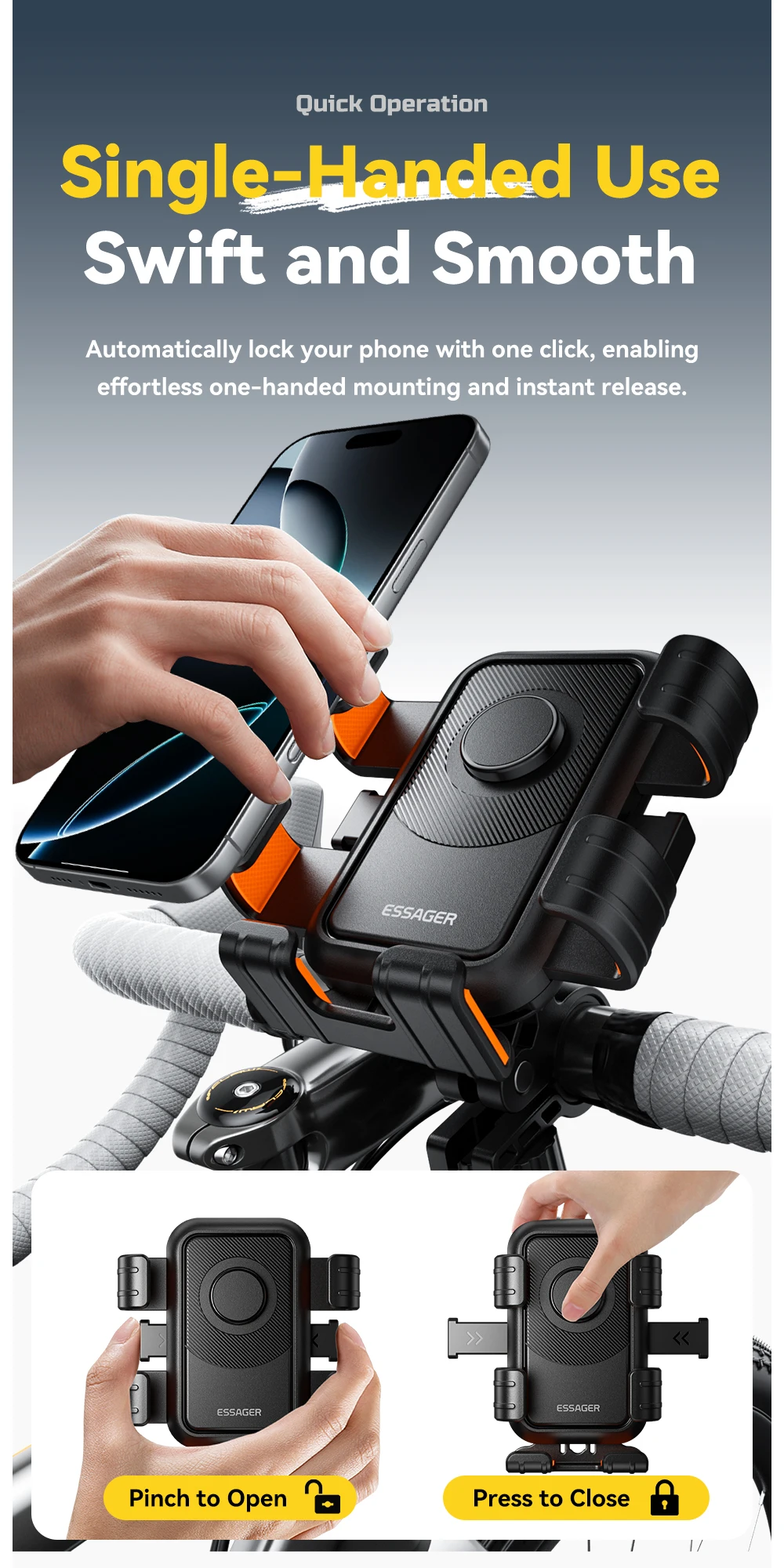 Motorcycle Bike Phone Mount 360°Rotatable Phone Holder for Mountain Bike Motorcy
