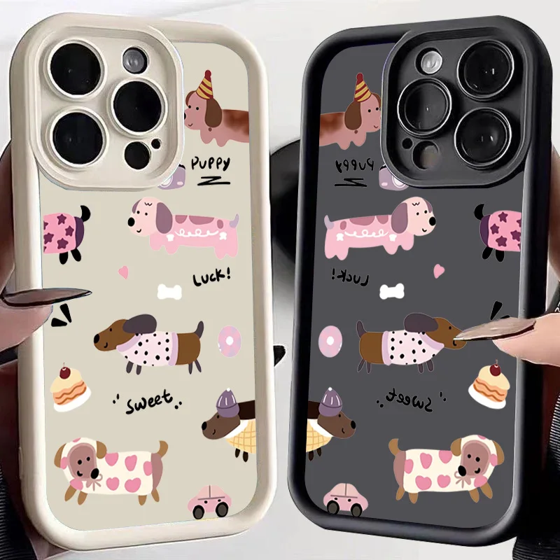 Shockproof Cute Dachshund Bulldog Phone Case Cover