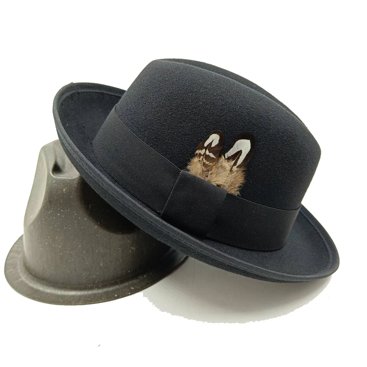 Schweine fleisch Kuchen Hut Männer Fedora Feder Hut Feder Dekoration Jazz Hut Gentleman Hut Kirche Hut Sombrero Hombre – Detail 8