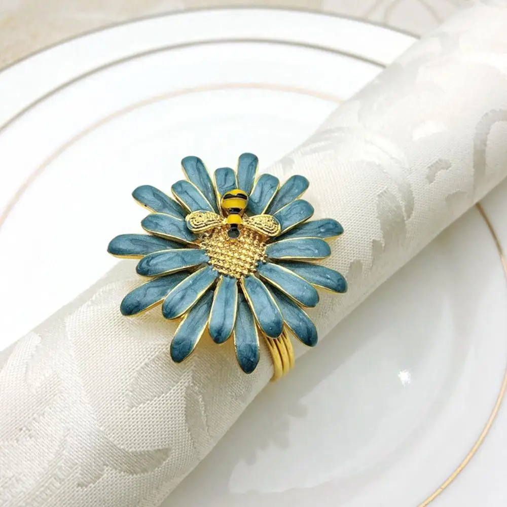 

Home Decoration Spring Holiday Wedding Daisy Table Setting Serviette Buckle Napkin Holder Napkin Ring