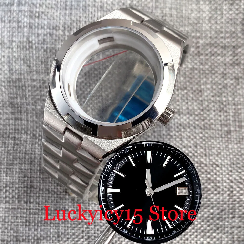 Enhanced Stainless Steel Watch Case with Sapphire Glass Back and Push-Pull Crown, 41MM