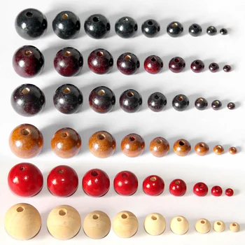 DIY 공예용 둥근 모양 천연 나무 느슨한 비즈, 보석 팔찌 만들기, 4mm, 6mm, 8mm, 10mm, 12mm, 14mm, 16mm, 18mm, 20mm, 5 ~ 100 개