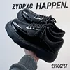 BKQU Male Daddy Shoes 2024 Spring and Autumn Mesh Breathable Black Thick Sole Casual Big Muffin Derby Shoes Advanced 5