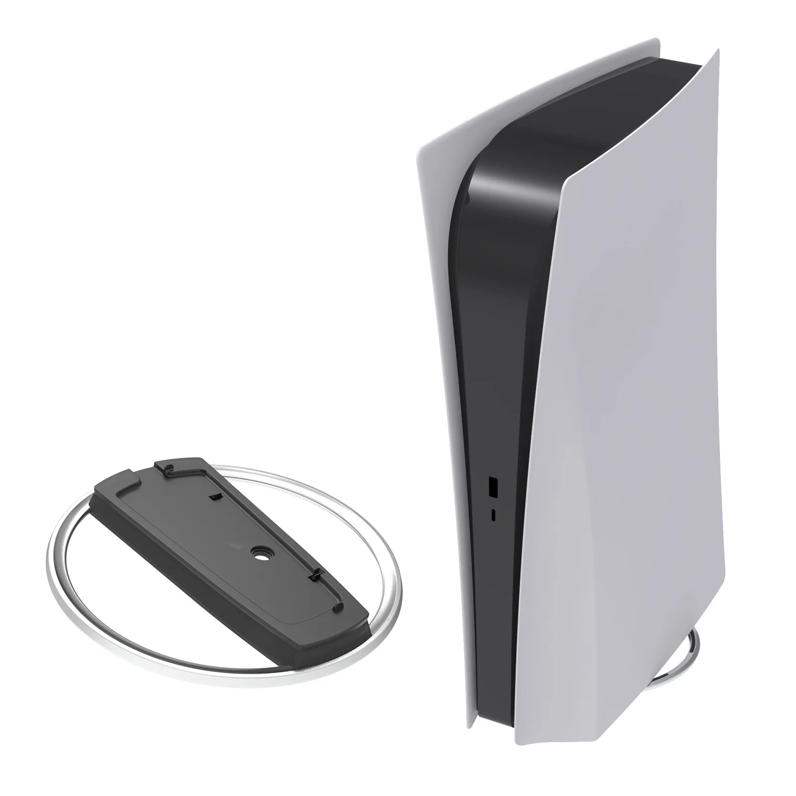 Supporto Verticale per Console, Base Antiscivolo in ABS e Metallo con Vite di Fissaggio per Console Slim con Lettore Disco e Digitale - immagine 2