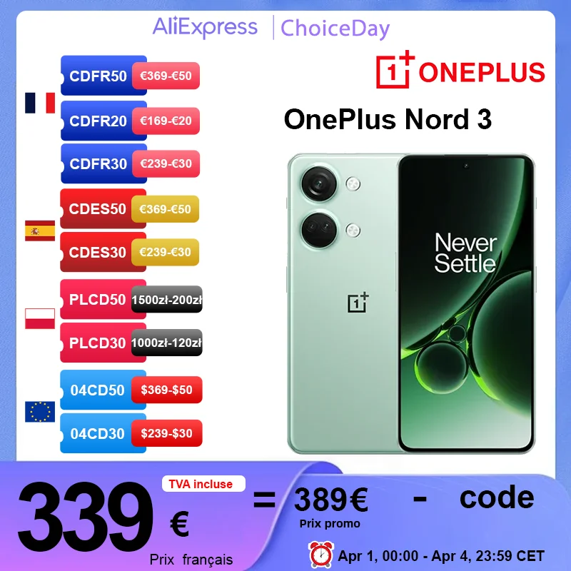 Smartfon OnePlus Nord 3 5G 16/256GB za $384.55 / ~1541zł