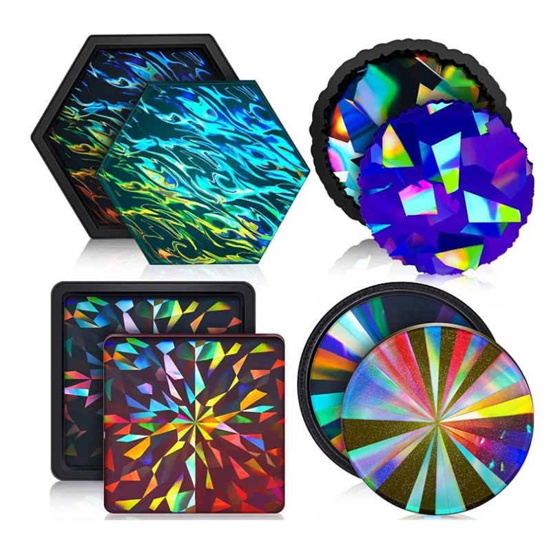

1Pcs Holographic Light Shadow Cup Pad Mat Handmade Tea Tray Coffee Placemat Coaster Silicone Resin Mould DIY Crafts Table Decora