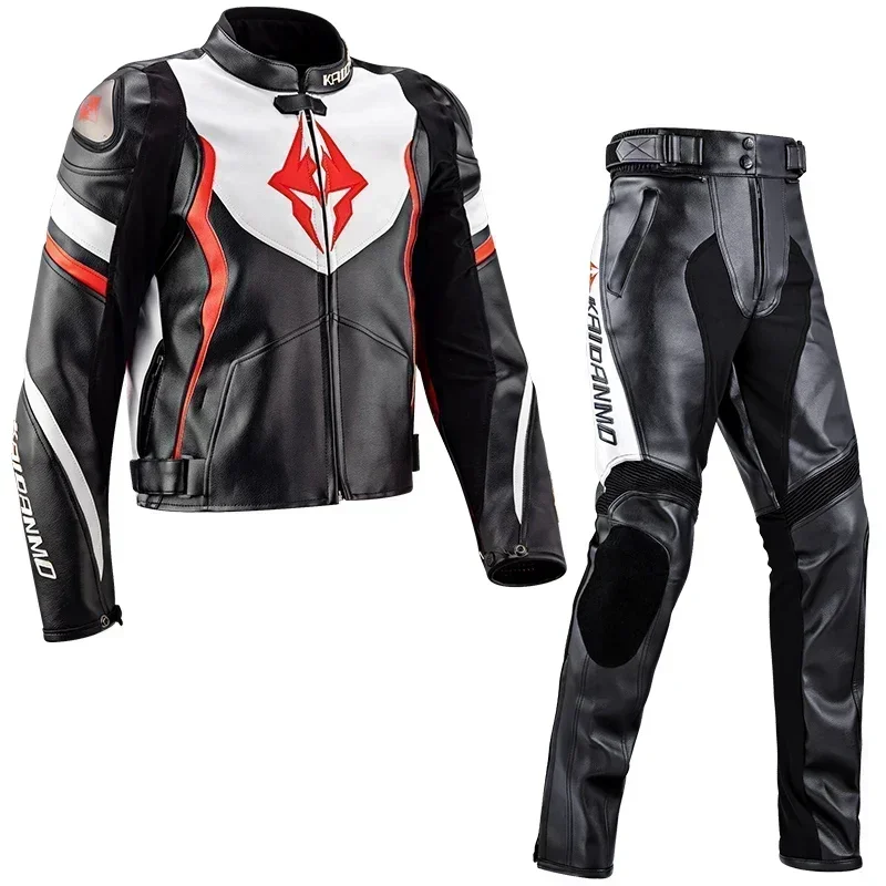 KAIDANMO Motorcycle Jacket Sets for Men and Women Pu Leather