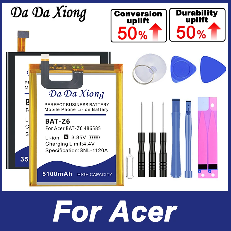 Bat-Z6 Bat-A10 Bat-715 Bat-510 Batteria Per Acer Liquid Metal Mt Lconia Tab B1 V380 S120 Z500 T03 T04 E3 Z5 E600 Bat-Z6 486585