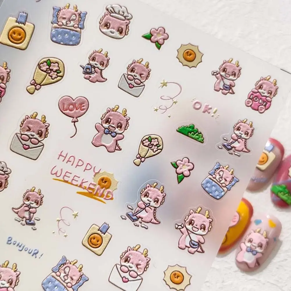 

Nail Art Sticker DIY Nail Slider Decals Decoration Cartoon Bear Bowknot 5D Embossed Flower Animal Manicure Ornaments