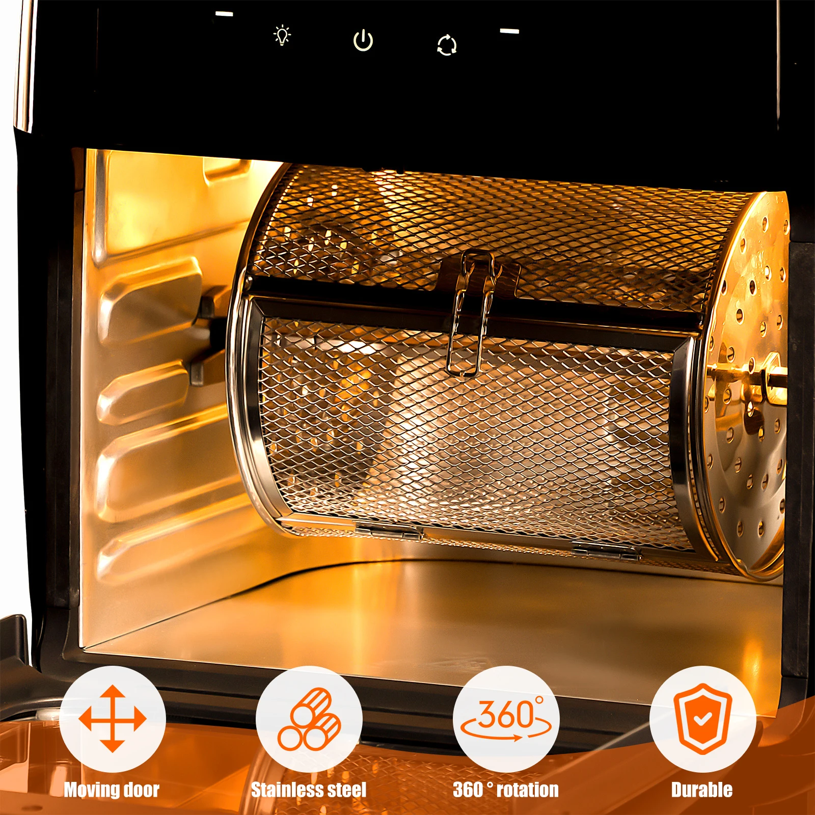 Description Picture 2 of itemOven Cages 360 Degree Rotatable Heating Stainless Steel Oven Racks Rotisserie Basket for Baking Nuts BBQ Roaster Tool