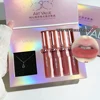 Matte Liquid Lipstick Lip Gloss Set Moisturizing Sexy Makeup Mirror Lip Glaze Necklace Lipgloss Cosmetics For Women Perfect Gift 1