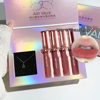 Matte Liquid Lipstick Lip Gloss Set Moisturizing Sexy Makeup Mirror Lip Glaze Necklace Lipgloss Cosmetics For Women Perfect Gift 1