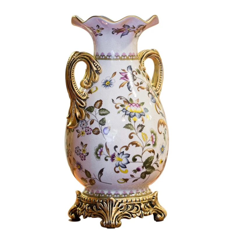 

European Style Vase Vintage Ceramic Vase Decoration Home Decoration Living Room TV Cabinet Large Size Vase Flower