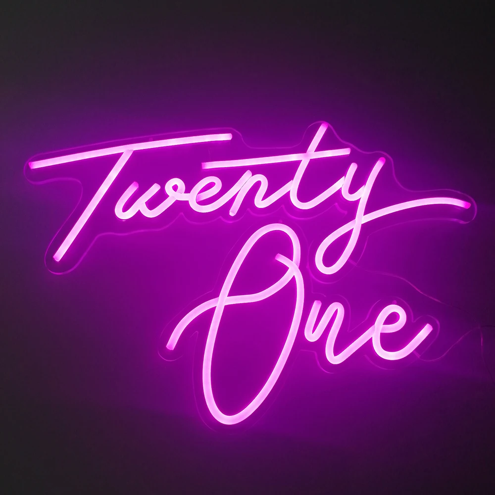 

Неоновые огни Twenty One, счастливая фотография для вечерние, бара, паба, дома, гибкая Эстетическая комната, Letrero, неоновая настенная светодиодная вывеска