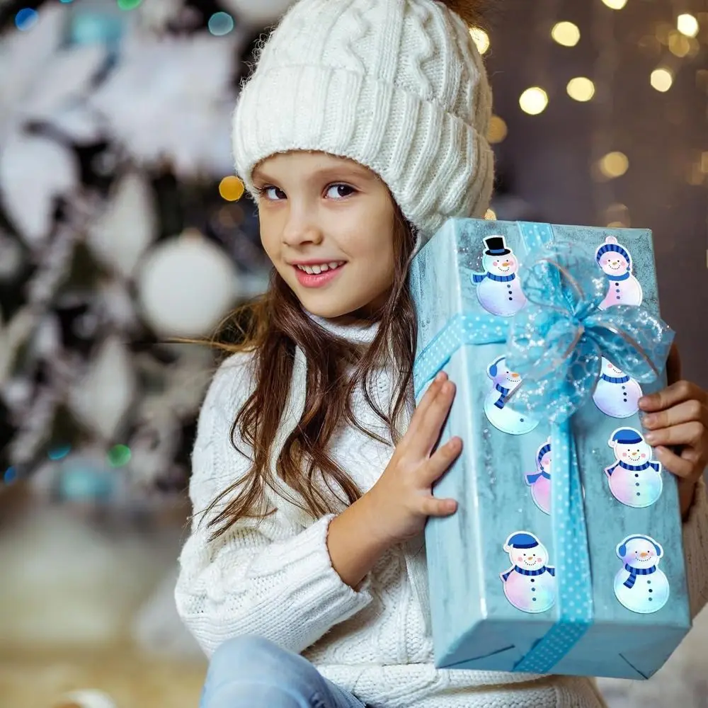 Waterproof Christmas Stickers Snowman Decorative Paper Labels