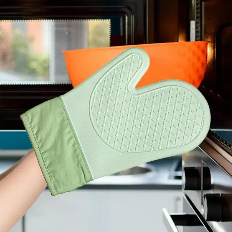 Anti-Scald Oven Mitt Heat Resistant Silicone Kitchen Mitts Heat Resistant Silicone Oven Gloves for Home Dessert and Cake Store