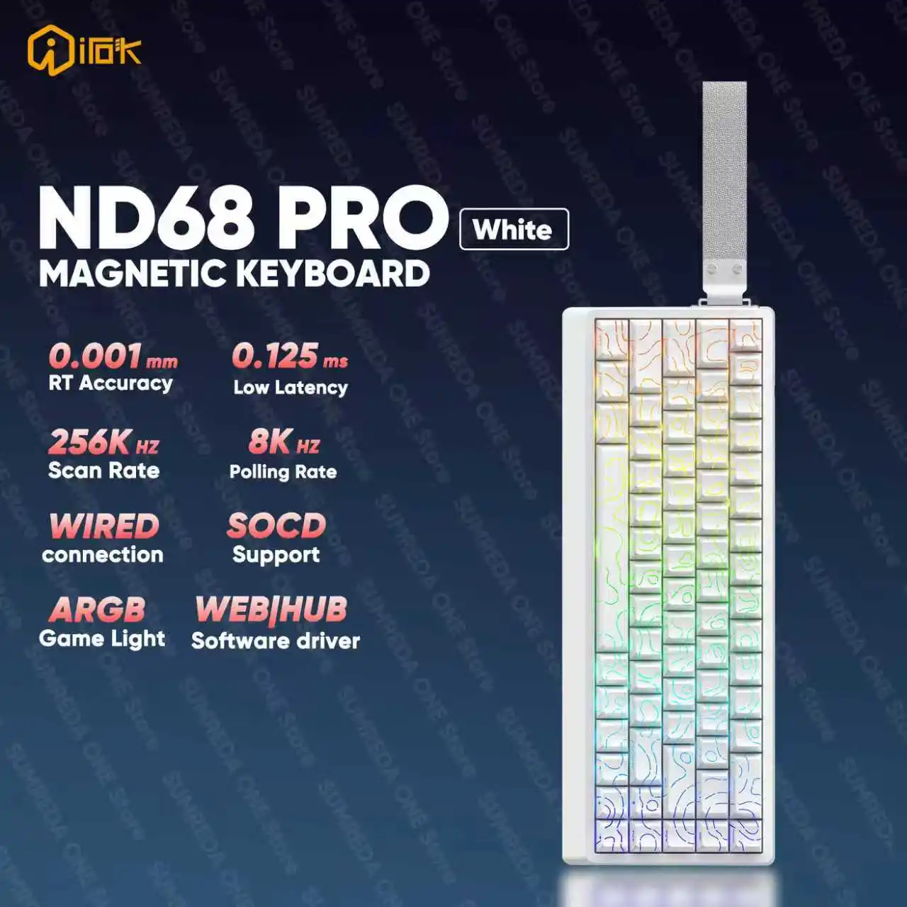 IROK ND68 Pro Gaming Mechanical Keyboard 68% layout Magnetic