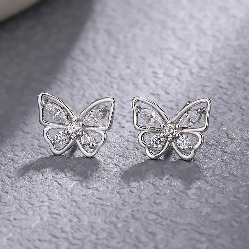 18K Gold 925 Sterling Silver Women Stud Earrings