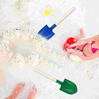 4 Pcs Playing with Sand Toy Child Beach Toys Outdoor for Kids Plastic Wooden Shovels 2