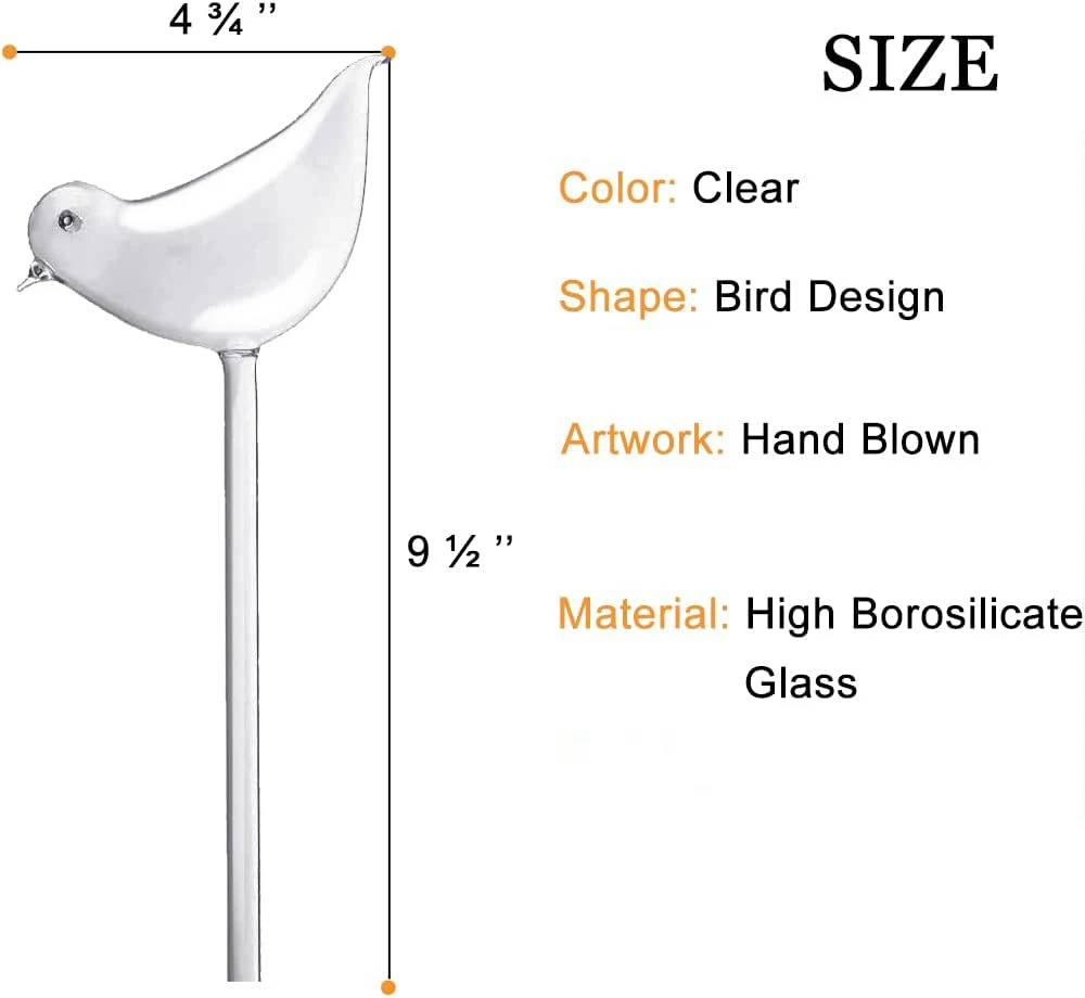 Plant Waterer Self Watering Globes Bird Shape Hand Blown Clear Aqua Bulbs 1Pcs self watering globes