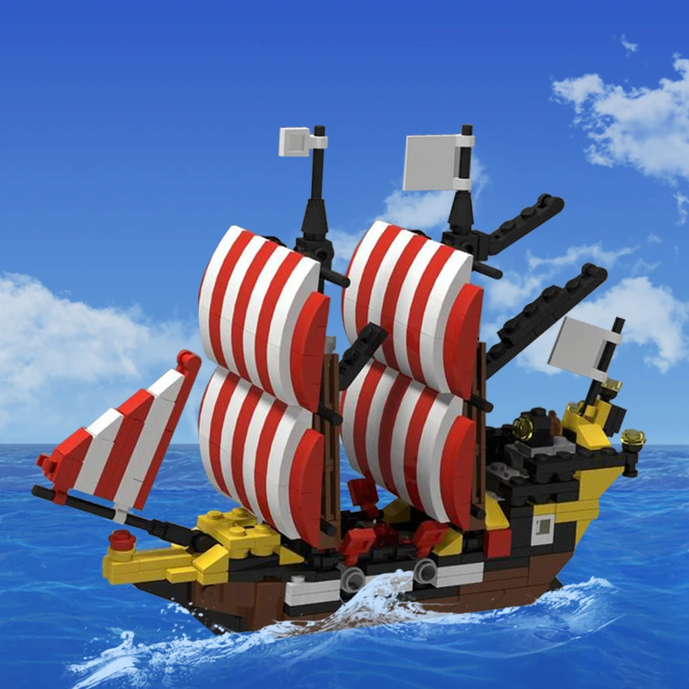 Gobricks Moc Diy Pirates Ship Black Pearl Model Building Block Set Barracudas 6285 Model Education Brick Toys For Children Gift