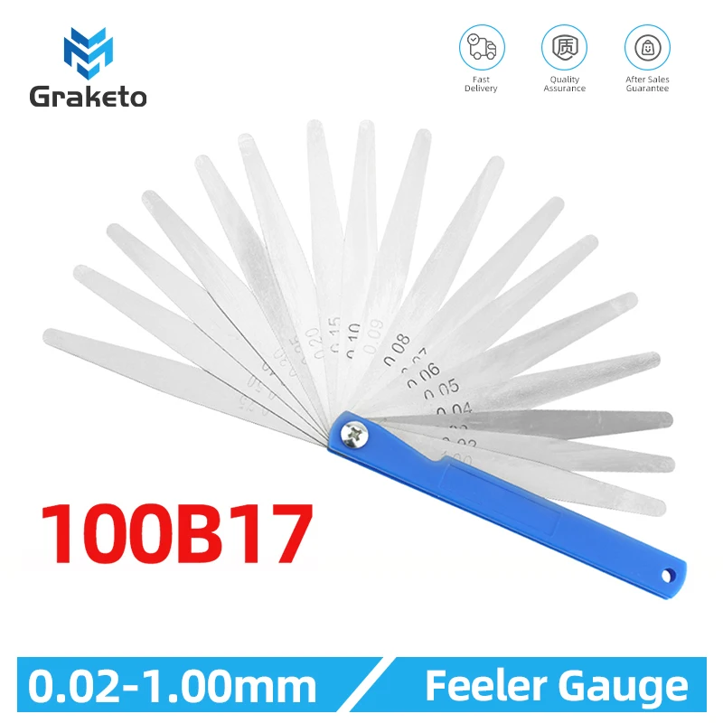 100B17 Feeler Gauge Metric Size 0.02-1mm Thickness Gauge Set Valves Foliage of Valves Spark Plug Gap For Measurement Probe Gap feeler gauge