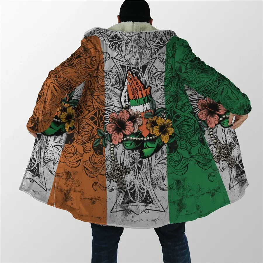 

Men's Fashion Autumn Hooded Cloak Indigenous Skeleton 3D Printed Hoodie Coat Unisex Harajuku Winter Windproof Warm Hoodie Cape