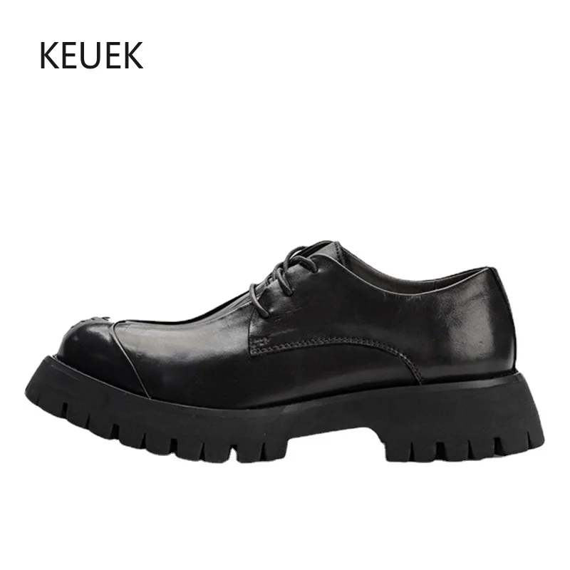 

New Design Men Casual Shoes Handmade Genuine Leather Thick Sole Derby Shoes Office Business Dress Shoes Flats Designer Shoes 3C